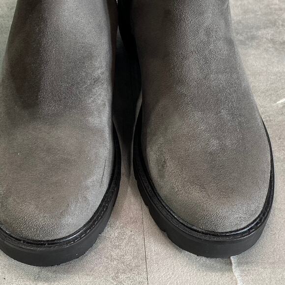 NINE WEST Women's Charcoal Tread Lug Sole Block-Heel Over-The-Knee Boots SZ 9.5 - Picture 7 of 12